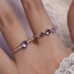 French Retro Purple Open Ring – Sparkling Vintage-Inspired Statement Ring for Women - Image 7