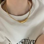 Minimalist Curved Tube Titanium Steel Choker – Fade-Resistant Metal Statement Necklace - Image 9