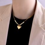 Delicate Heart & Lucky Cube Titanium Steel Necklace – Sweet Party-Ready Clavicle Chain - Image 7