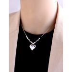 Delicate Heart & Lucky Cube Titanium Steel Necklace – Sweet Party-Ready Clavicle Chain - Image 4