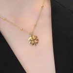 Lucky Four-Leaf Clover Necklace – Hollow Titanium Steel with Crystals - Image 8