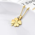 Lucky Four-Leaf Clover Necklace – Hollow Titanium Steel with Crystals - Image 4