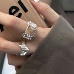 Sugar Cube Crystal Open Ring – French INS Style, Light Luxury Statement Jewelry - Image 8