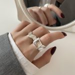 Sugar Cube Crystal Open Ring – French INS Style, Light Luxury Statement Jewelry - Image 3