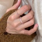Dopamine Pink Zircon Ring – Colorful Pavé Stacking Band, Light Luxury Style - Image 2