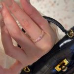 Dopamine Pink Zircon Ring – Colorful Pavé Stacking Band, Light Luxury Style - Image 9