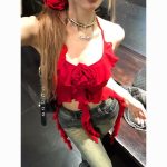 Bangkok Heatwave Red Halter Strap Tank Top – Y2K Pure Desire Slim Fit Street Style for Women - Image 5