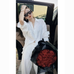 Elegant Plus Size White Two-Piece Set – Flattering Shirt & Pants for Women Coord - Image 8