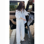 Elegant Plus Size White Two-Piece Set – Flattering Shirt & Pants for Women Coord - Image 5