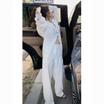 Elegant Plus Size White Two-Piece Set – Flattering Shirt & Pants for Women Coord - Image 4