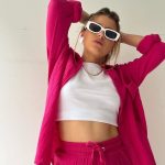 Trendy Women’s Crinkle Shirt & Drawstring Shorts Set – Long Sleeve Lapel Top + High-Waist Two-Piece - Image 4