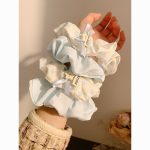 Korean Blue Polka Dot Scrunchie – Elegant Lazy Style Hair Tie for Women - Image 9