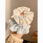 Korean Blue Polka Dot Scrunchie – Elegant Lazy Style Hair Tie for Women - Image 6