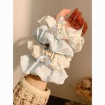 Korean Blue Polka Dot Scrunchie – Elegant Lazy Style Hair Tie for Women - Image 4