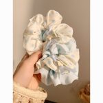 Korean Blue Polka Dot Scrunchie – Elegant Lazy Style Hair Tie for Women - Image 2
