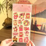 Strawberry Bear 3D Puffy Stickers – Cute Cartoon DIY Bubble Stickers for Kids - Image 3