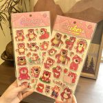 Strawberry Bear 3D Puffy Stickers – Cute Cartoon DIY Bubble Stickers for Kids - Image 2