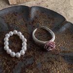 French Vintage Pearl Ring Set – Baroque Elastic Band, Adjustable Open Ring, Elegant Minimalist Design - Image 5