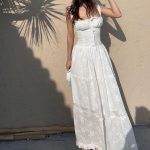 French-Style Square Neck Spaghetti Strap Dress – Sweet Ruffled Jacquard Long Dress for Women - Image 2