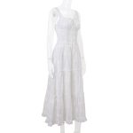 French-Style Square Neck Spaghetti Strap Dress – Sweet Ruffled Jacquard Long Dress for Women - Image 6