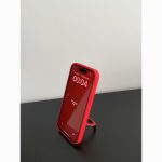 Minimalist Red Liquid Silicone Phone Case with Stand – Full Protection Shockproof Cover - Image 3