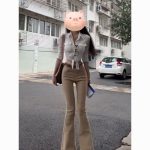 American Vintage High Waist Flared Jeans – Slim Fit Wide Leg Pants for Women - Image 2