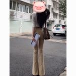 American Vintage High Waist Flared Jeans – Slim Fit Wide Leg Pants for Women - Image 4