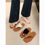 Elegant Toe Ring Flat Sandals – Fashion Casual Slip-On Beach Slides for Women - Image 2