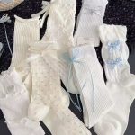White Lace Bow Mid-Calf Socks – Sweet Fairy Style Long Socks for Women - Image 6