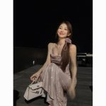 French Style Sparkly Draped Spaghetti Strap Bodycon Long Dress - Image 8