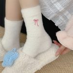 Women’s Plush Bow Mid-Calf Warm Fleece Socks - Image 3