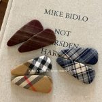 Khaki Plaid Fabric BB Hair Clip Sweet Retro Side Bang Hair Accessory - Image 8