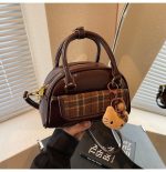 Vintage Plaid Toast Handbag Convertible Shoulder Crossbody Bag - Image 8