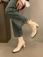 Women's Soft Leather Chunky Heel Slim-Fit Chelsea Ankle Boots - Image 14