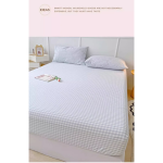 Washed Cotton Fitted Sheet – Simple Checkered & Solid Color Mattress Protector, Full Wrap Bed Sheet 3-Piece Set - Image 13
