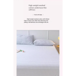 Washed Cotton Fitted Sheet – Simple Checkered & Solid Color Mattress Protector, Full Wrap Bed Sheet 3-Piece Set - Image 14