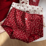 Women Probiotic Antibacterial Cotton Flat Leg Underwear Red