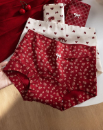 Women Probiotic Antibacterial Cotton Flat Leg Underwear Red