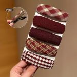 Red Plaid Houndstooth BB Hair Clip Side Hair Accessory - Image 5