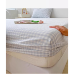 Washed Cotton Fitted Sheet – Simple Checkered & Solid Color Mattress Protector, Full Wrap Bed Sheet 3-Piece Set - Image 18