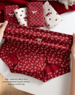 Women Probiotic Antibacterial Cotton Flat Leg Underwear Red - Image 5