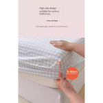 Washed Cotton Fitted Sheet – Simple Checkered & Solid Color Mattress Protector, Full Wrap Bed Sheet 3-Piece Set - Image 19