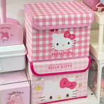Cartoon Kitty Folding Storage Box with Lid – Desktop Organizer for Cosmetics and Dorm Essentials - Image 2