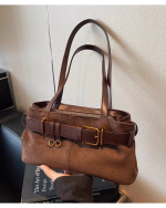 Large Capacity Retro Tote Shoulder Bag for Women – Vintage Handbag Underarm Work Commuter Bag - Image 5