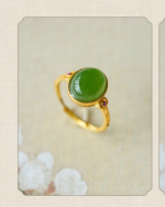 Natural Hetian Jade Green Cabochon Ring – Elegant Jade Ring - Image 7