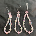 INS Style Pink Beaded Flower Phone Chain – Universal Phone Strap with Camera Charm
