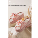 Lace Bow Linen Slippers for Women – Super Soft Sweat Absorbing Non Slip Indoor Outdoor Slides - Image 9