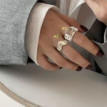 Sugar Cube Crystal Open Ring – French INS Style, Light Luxury Statement Jewelry - Image 9