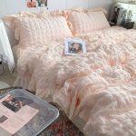 Korean Style Minimalist Lace Bedding Set – Ultra Soft 3/4 Piece Comforter Set for Dorm or Home