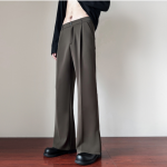 Men’s Cleanfit Straight-Leg Flare Pants – Casual Loose Fit Split Hem Trousers - Image 6